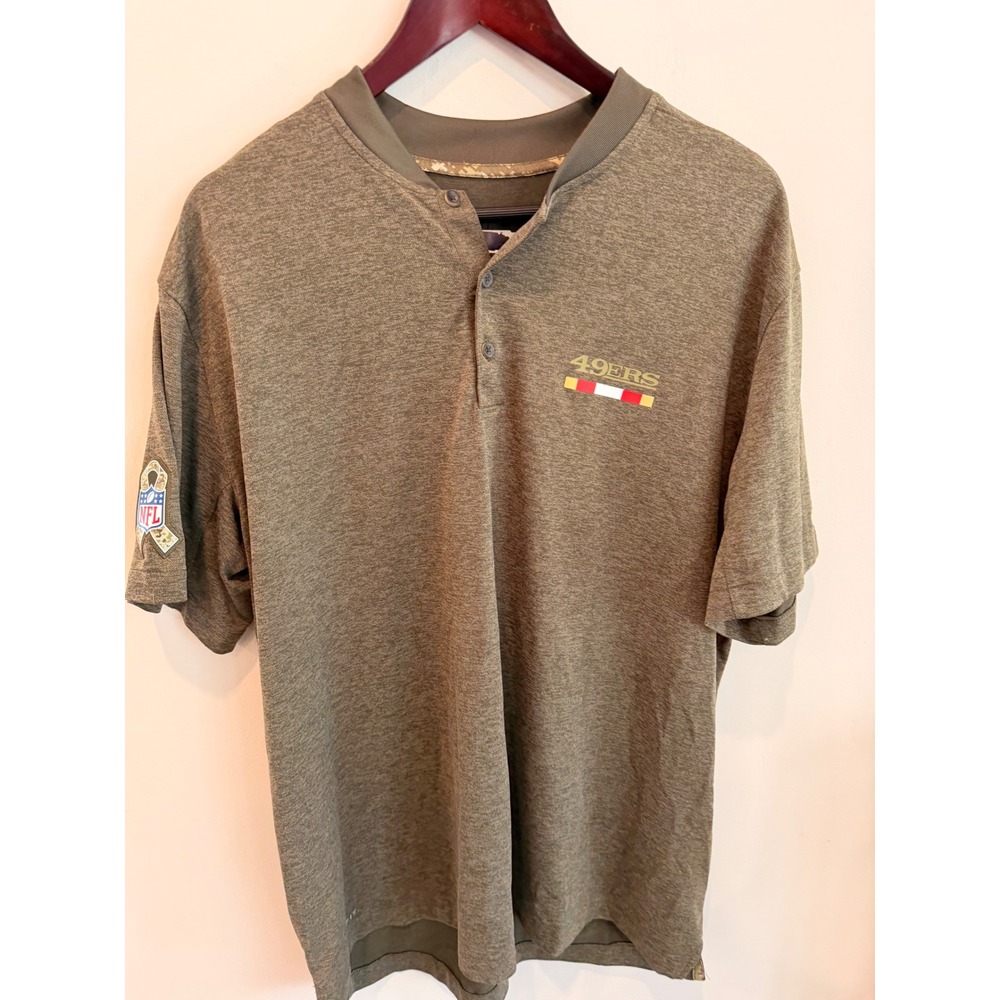Nike Dri-Fit SF 49ers Henley Shirt‎ Mens XL NFL Salute Olive